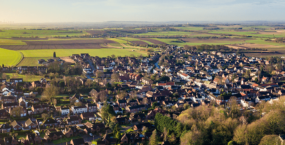 Aerial view of a UK village