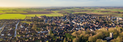 Aerial view of a UK village