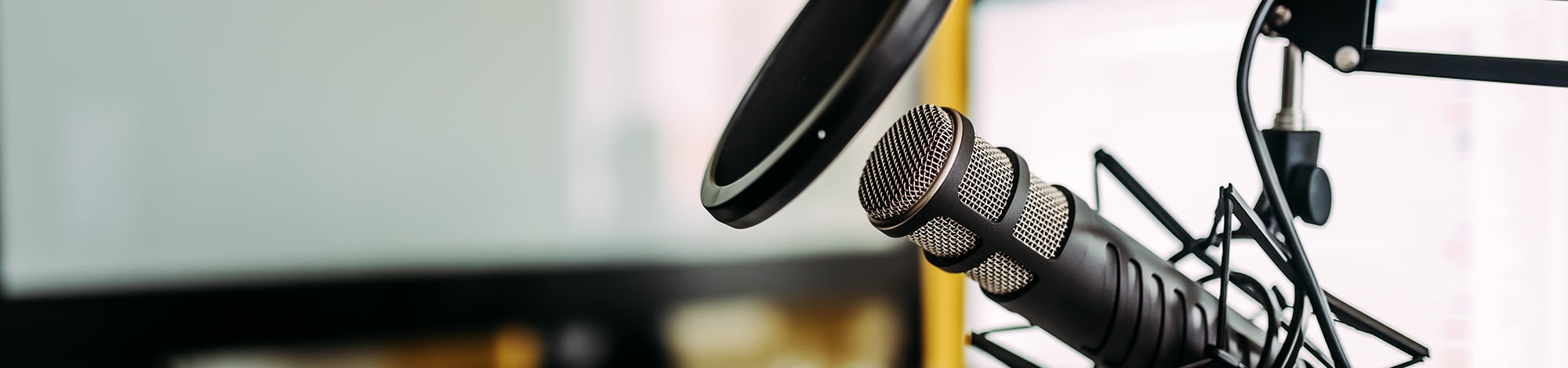Podcast Microphone on a Stand