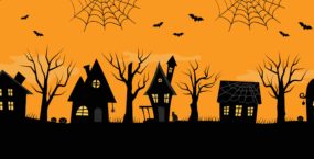 Row of halloween-style houses