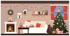 Cartoon image of Christmas home
