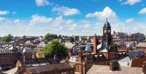 Panoramic aerial view of York in North Yorkshire