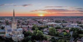 Norwich City Sunset panoramic summer evening