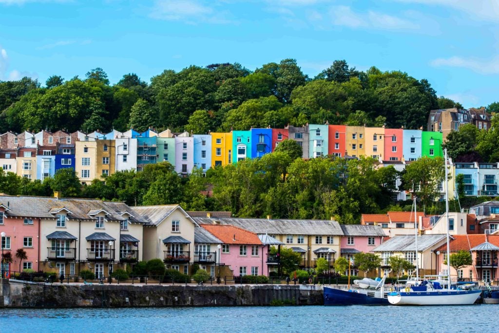 Bristol cityscape with coloured houses