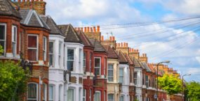 bridging loan, row of redbrick properties in UK