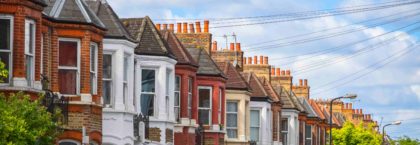 bridging loan, row of redbrick properties in UK