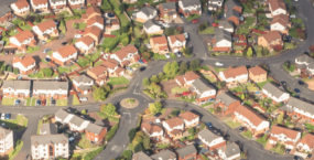 Aerial view of generic UK properties