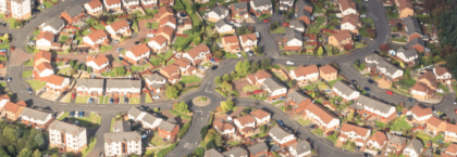 Aerial view of generic UK properties